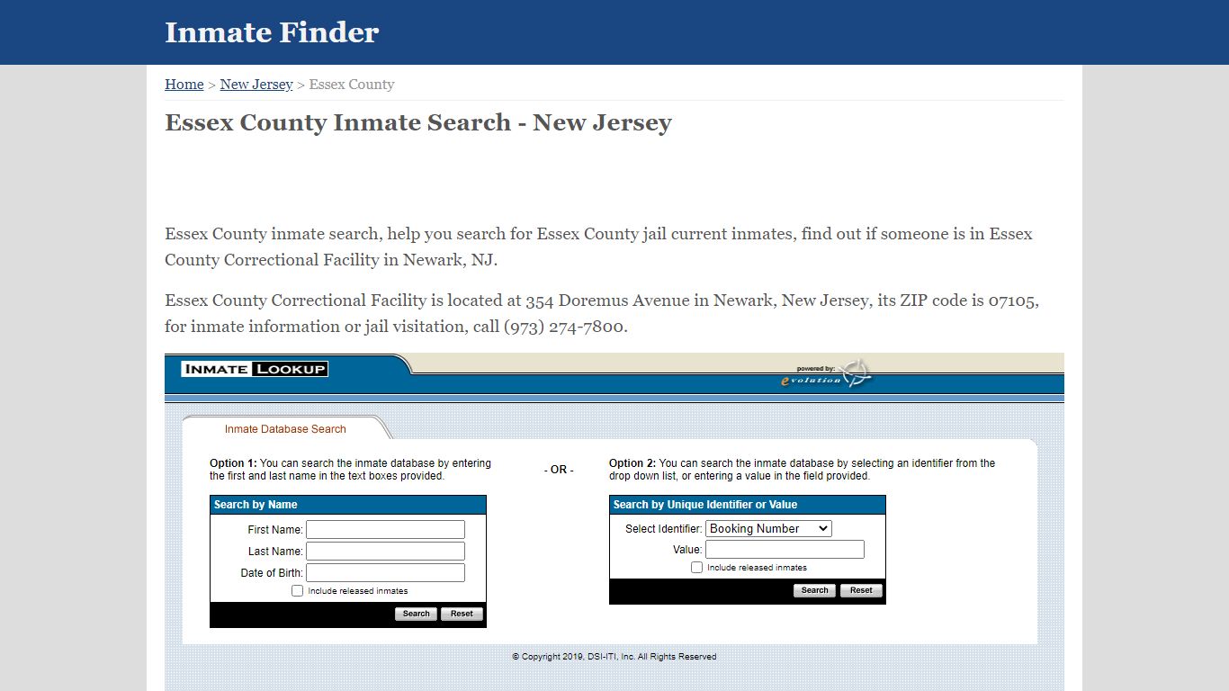 Essex County New Jersey Jail Inmate Finder